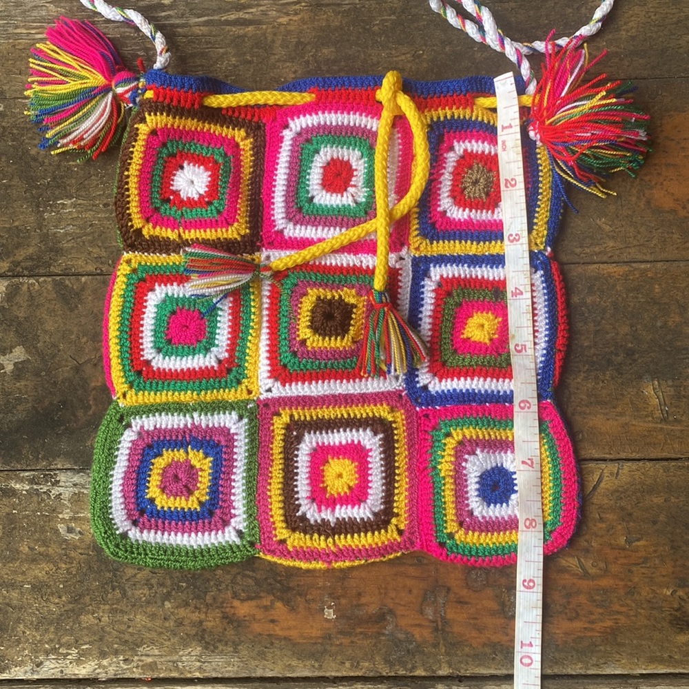 Handcrafted Granny Square Crochet Patch Bag | Colorful Boho Purse - Picture 7 of 9